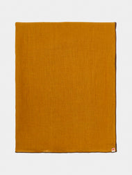 Madre Linen - Hand-Dyed Linen Contrast-Edge Rectangular Tablecloth - Yellow - ABASK - 