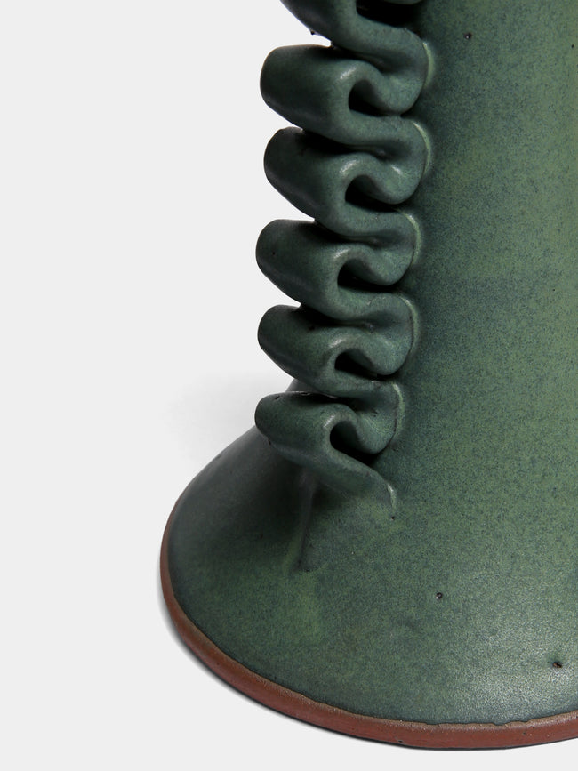 Perla Valtierra - Ribete Hand-Glazed Ceramic Large Candle Holder -  - ABASK