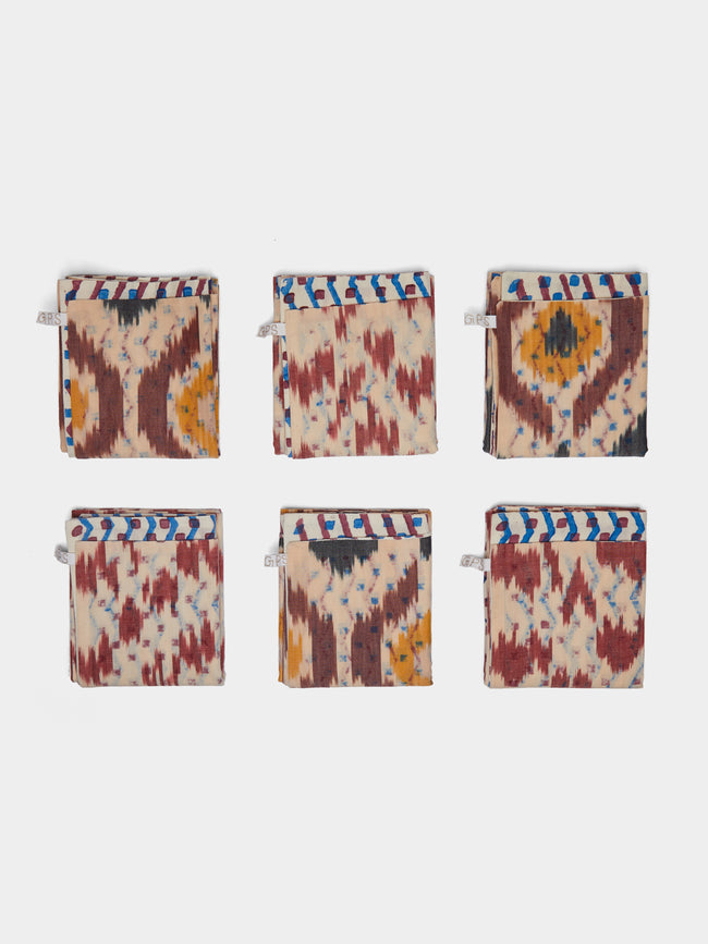 Gregory Parkinson - Honeycomb Melon Block-Printed Cotton Napkins (Set of 6) -  - ABASK