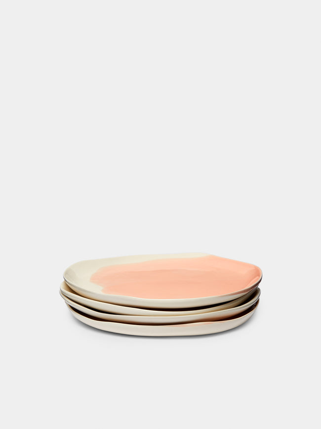 Pottery & Poetry - Hand-Glazed Porcelain Side Plates (Set of 4) - Light Pink - ABASK