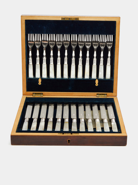 Antique and Vintage - 19th Century Victorian Silver-Plated Cutlery (Set of 12) - Silver - ABASK - 