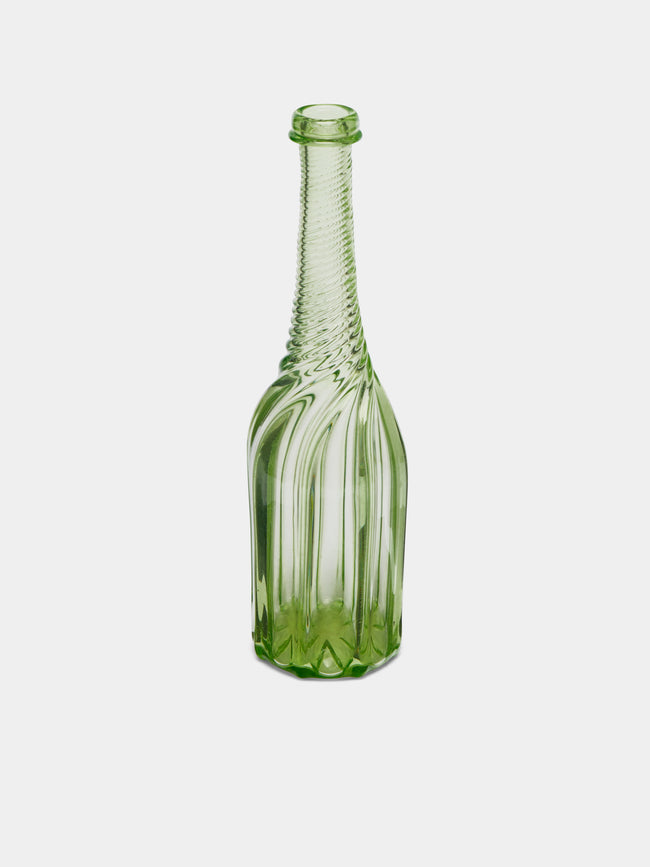 Antique and Vintage - 19th Century Fluted Glass Bottle Decanter (Set of 2) - Green - ABASK - 