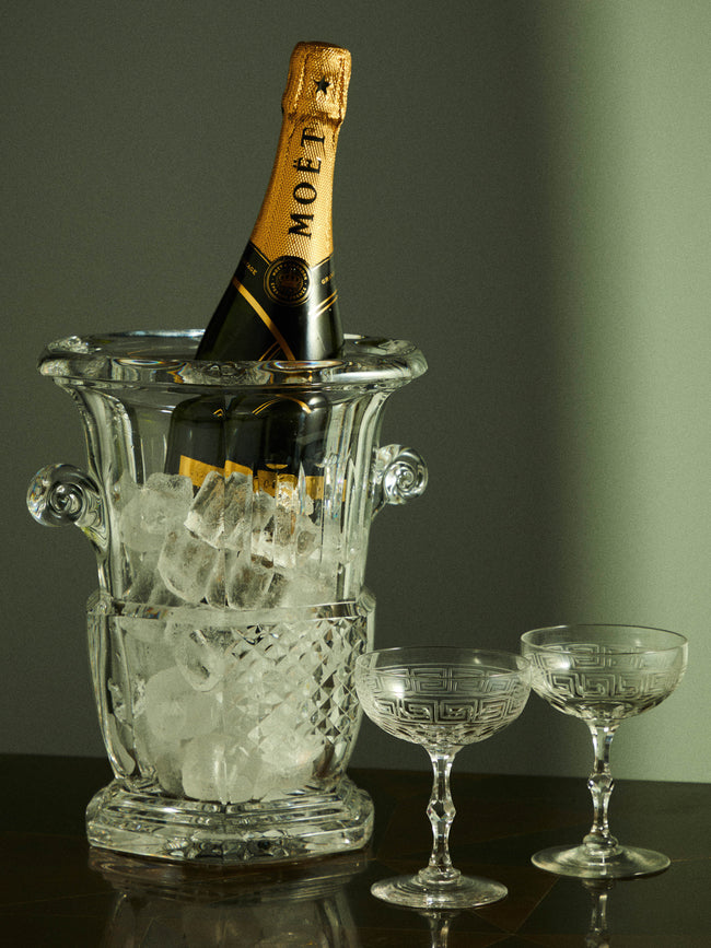 Antique and Vintage - 1940s Crystal Champagne Cooler - Silver - ABASK