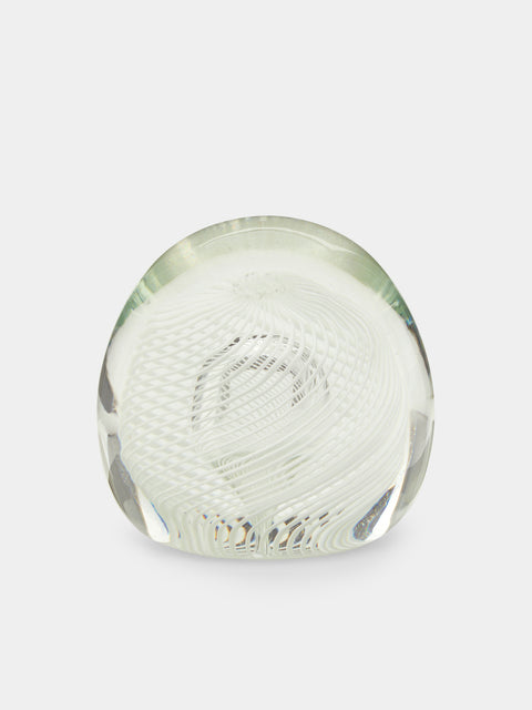 Antique and Vintage - 1970s Filigrana Swirl Murano Paperweight - White - ABASK - 