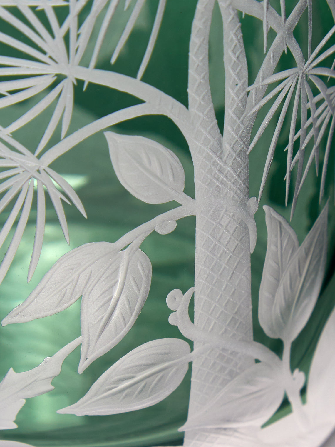 Artel - Primeval Palms Hand-Engraved Crystal Tumblers (Set of 4) - Light Green - ABASK
