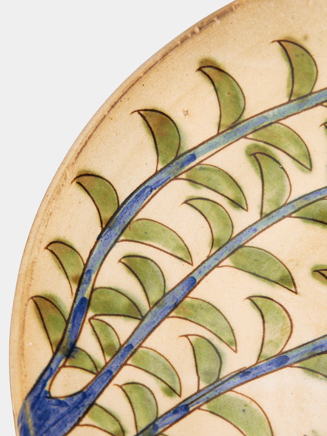 Malaika - Buds Hand-Painted Ceramic Serving Platter - Green - ABASK