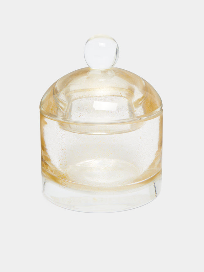 Antique and Vintage - 1950s Polveri Murano Glass Covered Jar - Clear - ABASK - 