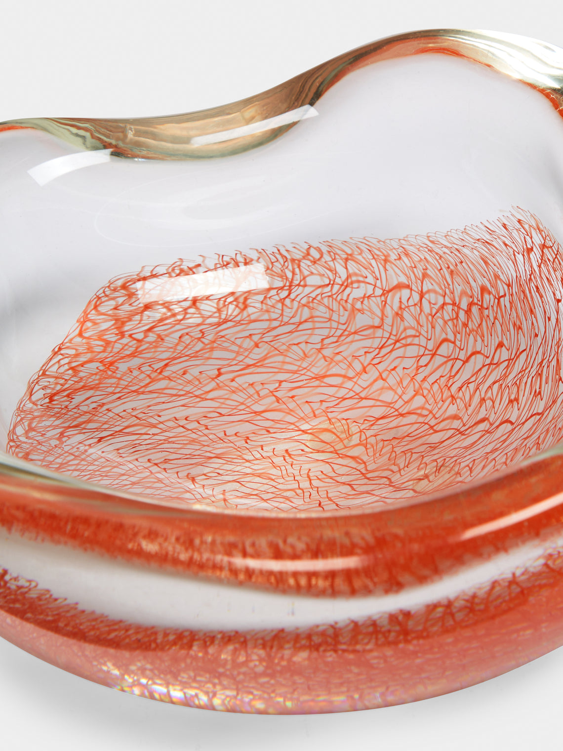 Antique and Vintage - 1950s Seguso Merletto Murano Glass Bowl (Set of 2) - Orange - ABASK