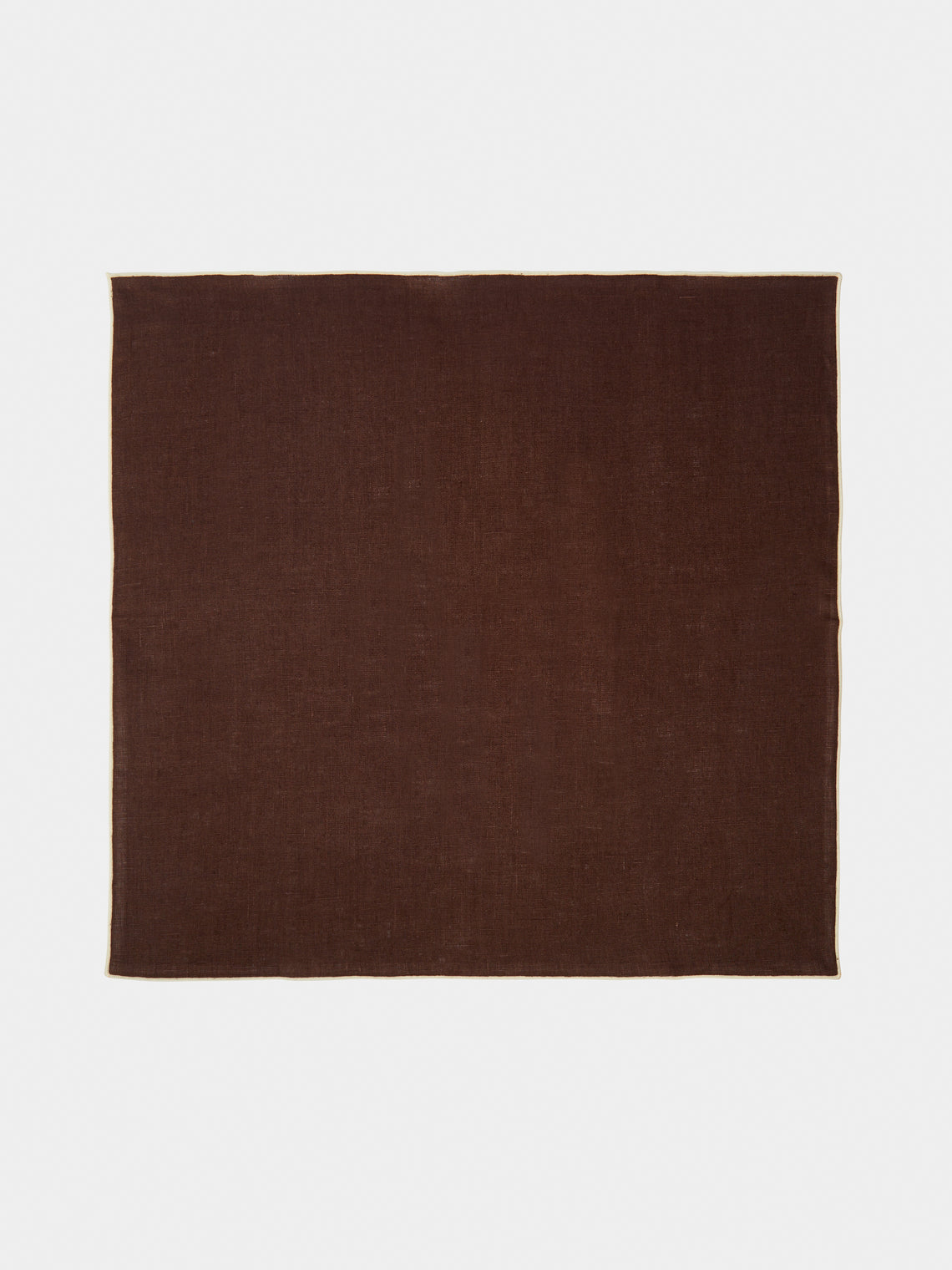 Madre Linen - Hand-Dyed Linen Contrast-Edge Napkins (Set of 4) - Brown - ABASK