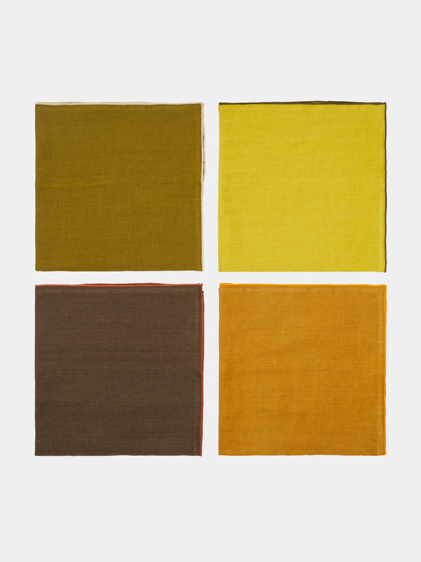 Madre Linen - Hand-Dyed Linen Contrast-Edge Napkins (Set of 4) -  - ABASK - 