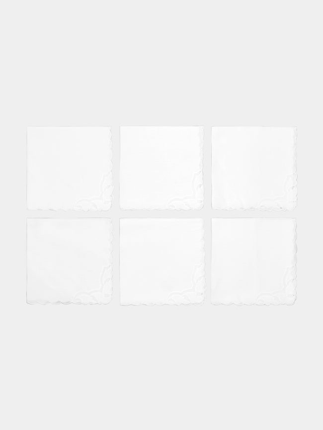 Taf Firenze - Foglie Organza Hand-Embroidered Linen Placemats and Napkins (Set of 6) -  - ABASK