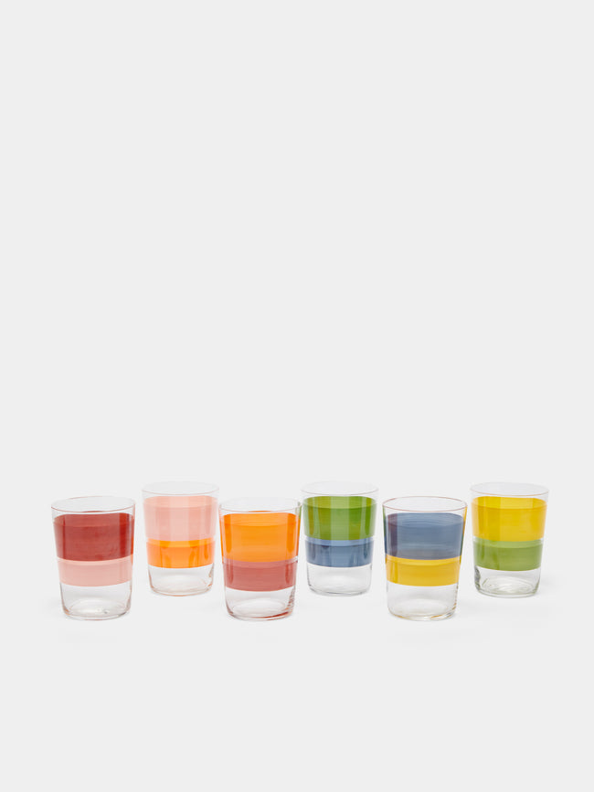 Los Vasos de Agua Clara - Portofino Hand-Painted Glass Tumblers (Set of 6) -  - ABASK