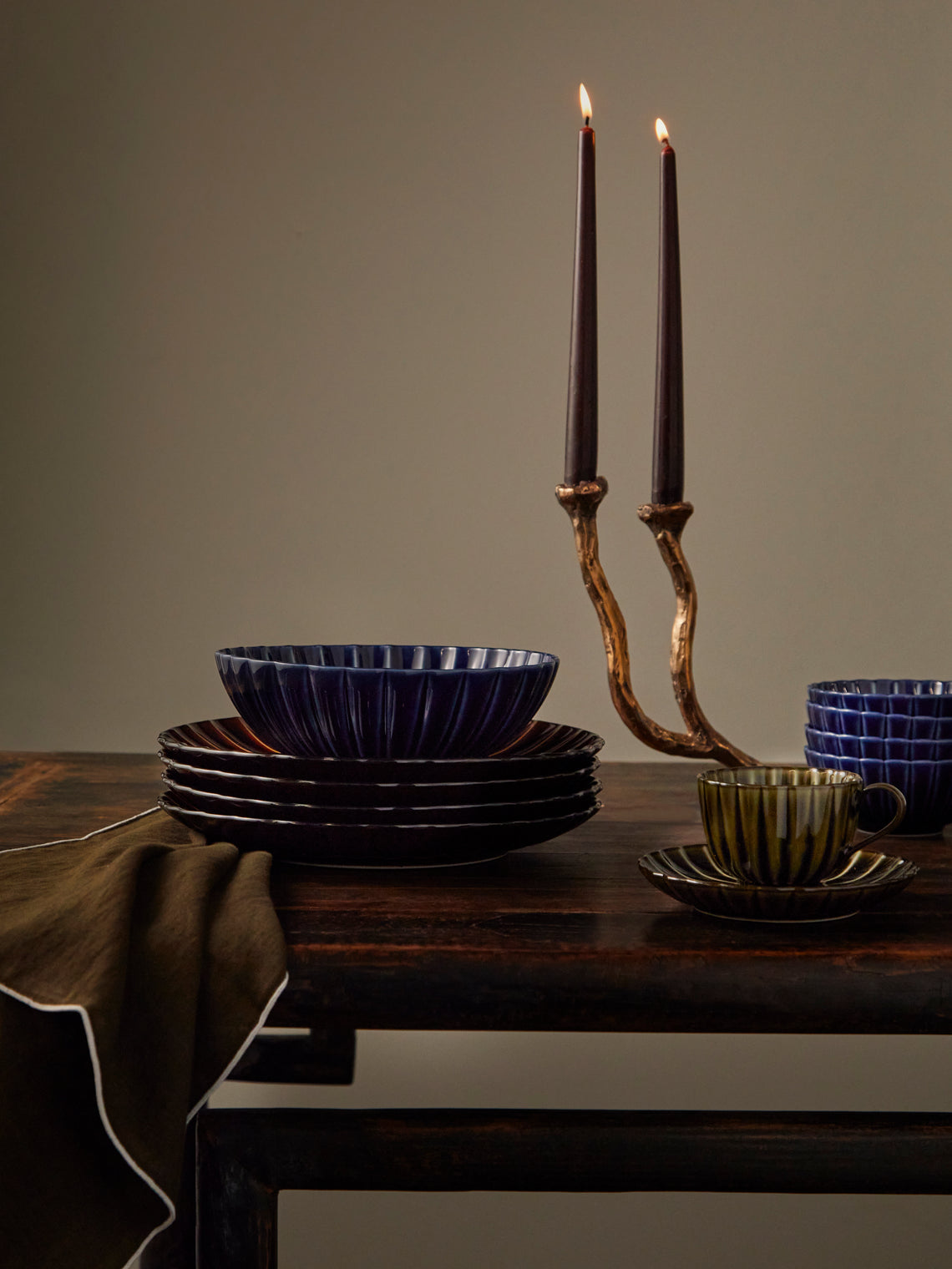 Kaneko Kohyo - Giyaman Urushi Ceramic Serving Bowl - Blue - ABASK