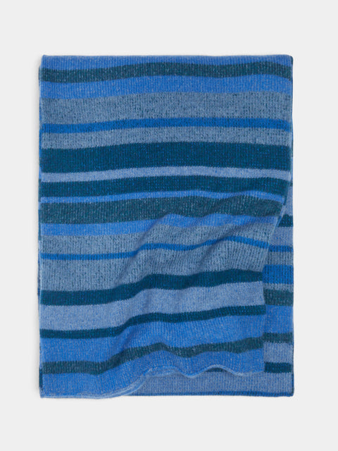 The Elder Statesman - Stripe Super Soft Cashmere Blanket - Blue - ABASK - 