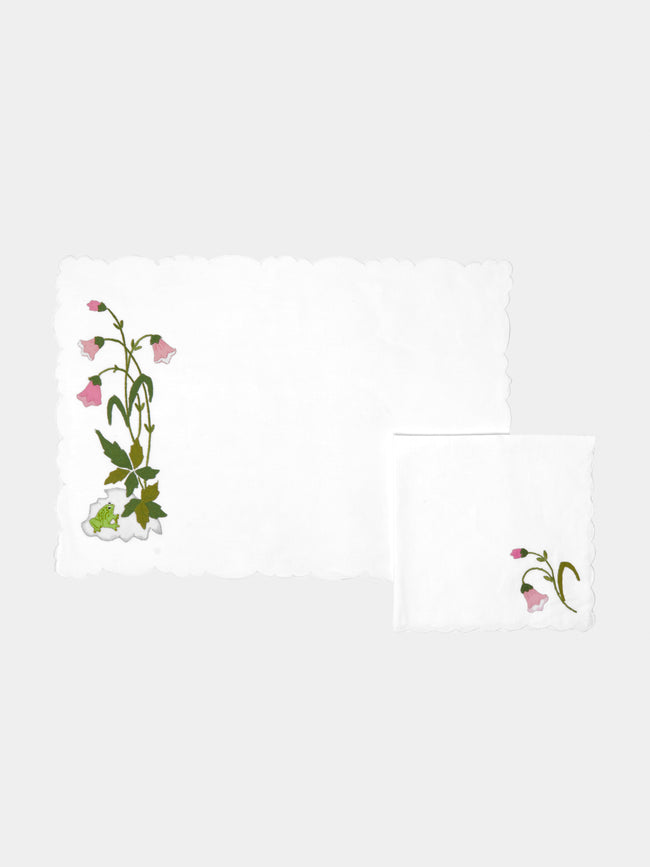 Taf Firenze - Fantasia Estate Hand-Embroidered Linen Placemats and Napkins (Set of 6) -  - ABASK - 