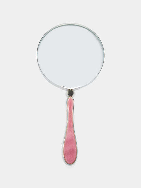 Antique and Vintage - 1920s Sterling Silver Enamel-Mounted Magnifying Glass - Pink - ABASK - 