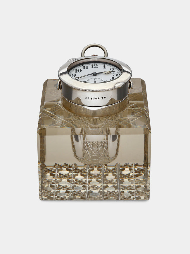 Antique and Vintage - 20th-Century Crystal Inkwell with Detachable Clock -  - ABASK - 