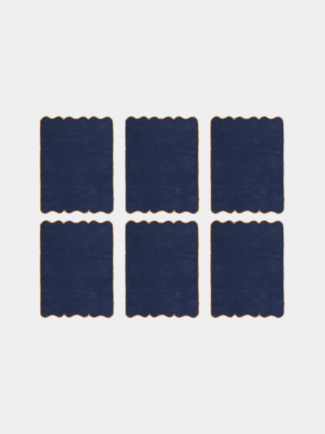 Los Encajeros - Valver Embroidered Linen Cocktail Napkins (Set of 6) - Blue - ABASK