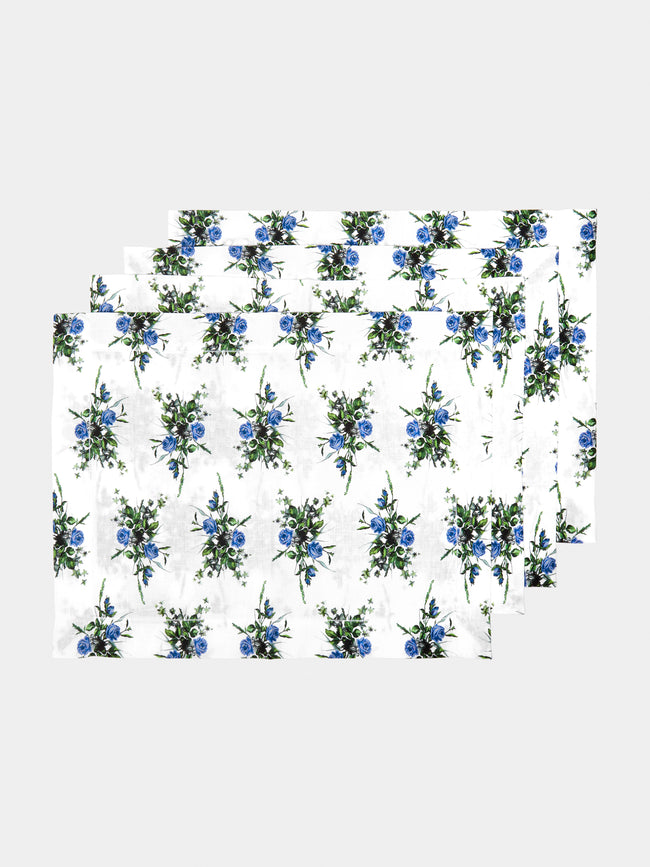 Emilia Wickstead - Linen Floral Placemats (Set of 4) - Light Blue - ABASK