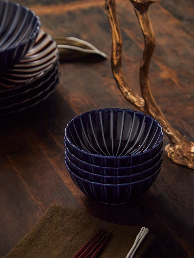 Kaneko Kohyo - Giyaman Urushi Ceramic Bowls (Set of 4) - Blue - ABASK