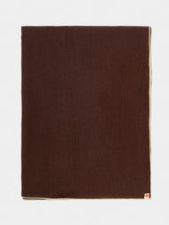 Madre Linen - Hand-Dyed Linen Contrast-Edge Tablecloth - Brown - ABASK - 
