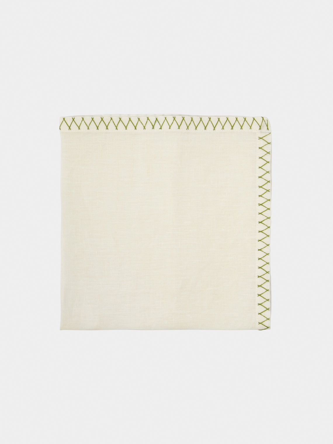 Anut - Zigzag Hand-Embroidered Linen Napkins (Set of 4) -  - ABASK - 