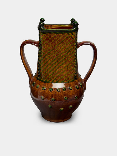 Antique and Vintage - 1950s-1970s Fat Lava Ceramic Vase - Brown - ABASK - 