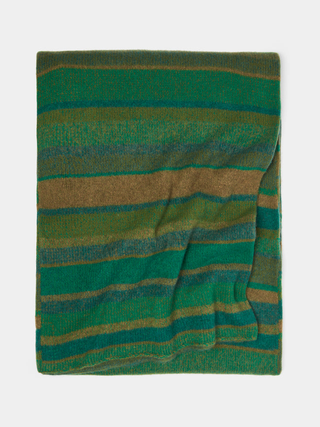 The Elder Statesman - Stripe Super Soft Cashmere Blanket - Green - ABASK - 