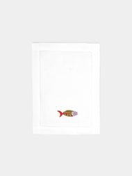 Loretta Caponi - Mendini Fish Hand-Embroidered Linen Cocktail Napkins (Set of 6) -  - ABASK - 