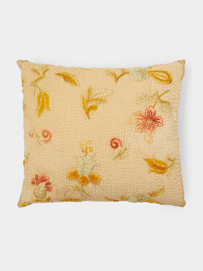 By Walid - 19th-Century Embroidered Wool and Linen Cushion -  - ABASK - 