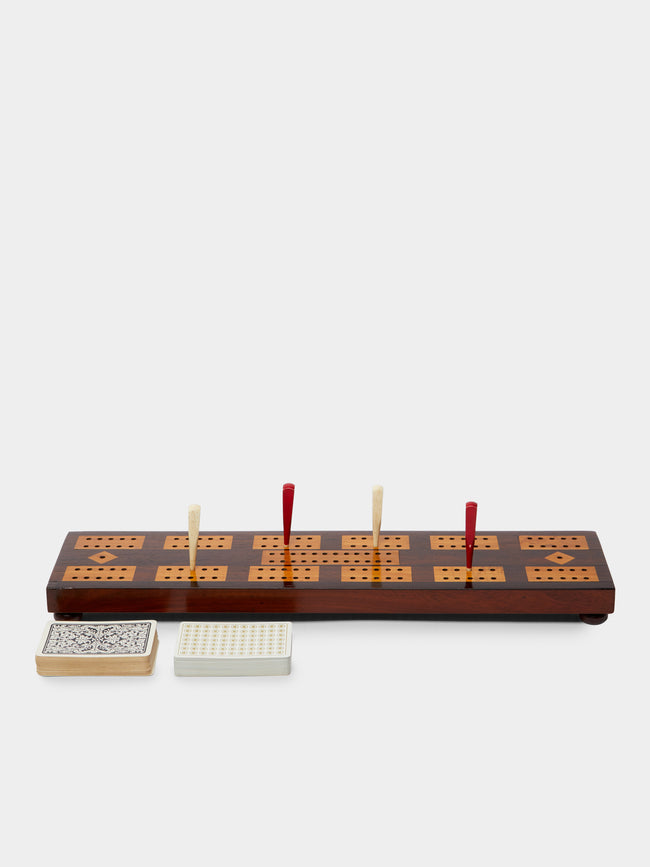 Antique and Vintage - Mid Century Mahogany Cribbage Board -  - ABASK - 