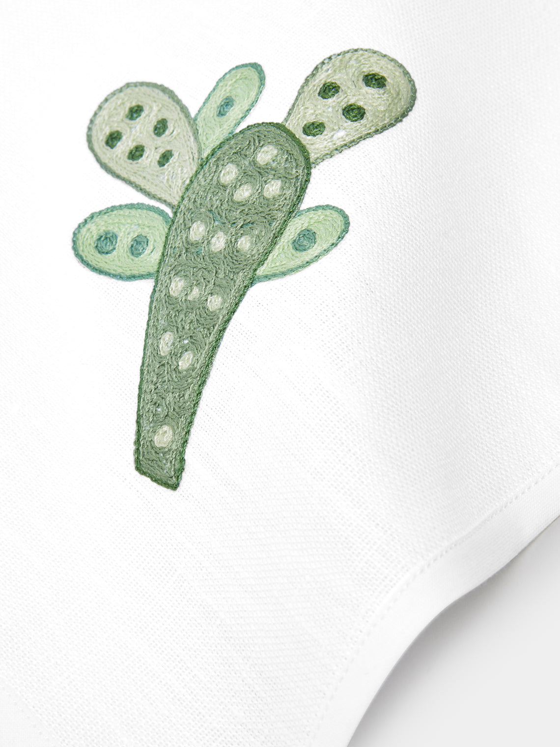 Loretta Caponi - Cactus Hand-Embroidered Linen Placemats and Napkins (Set of 2) -  - ABASK
