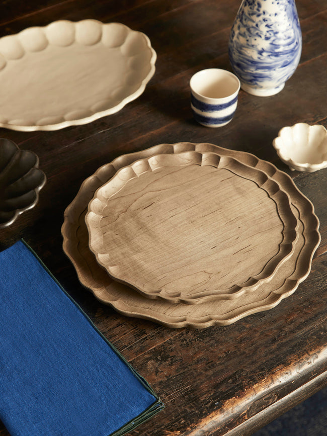 Ifuji - Italian Hand-Carved Wood Round Tray -  - ABASK