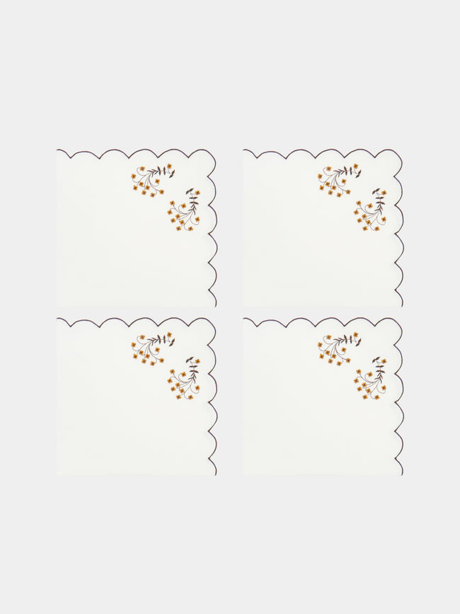 Los Encajeros - Spring Embroidered Linen Napkins (Set of 4) -  - ABASK