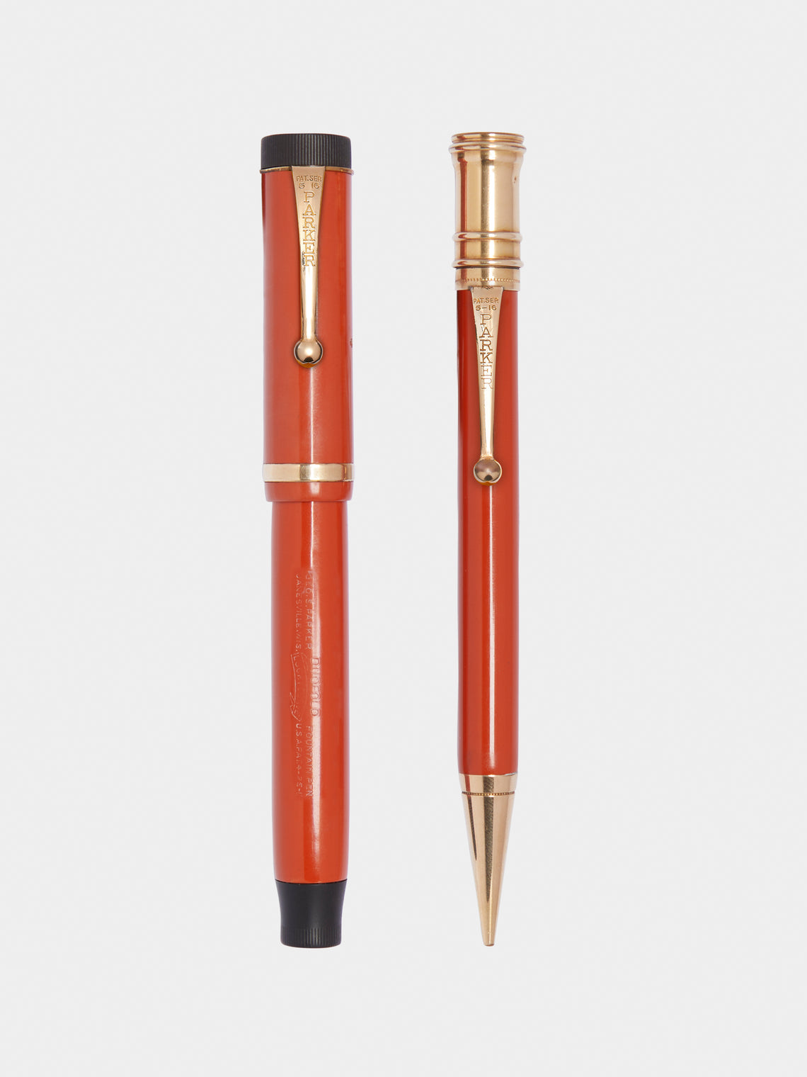 Antique and Vintage - 1926 Parker Duofold Pen & Pencil Set - Red - ABASK - 