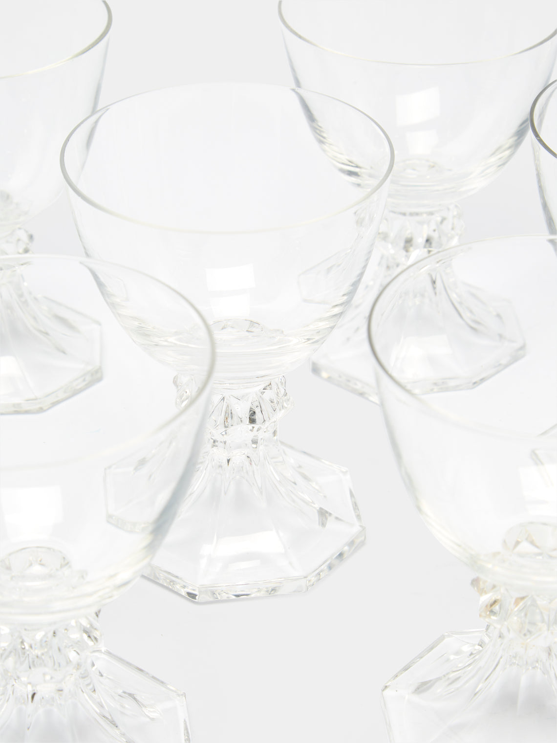 Antique and Vintage - 1930s Val Saint Lambert Crystal Wine Glasses (Set of 10) - Clear - ABASK