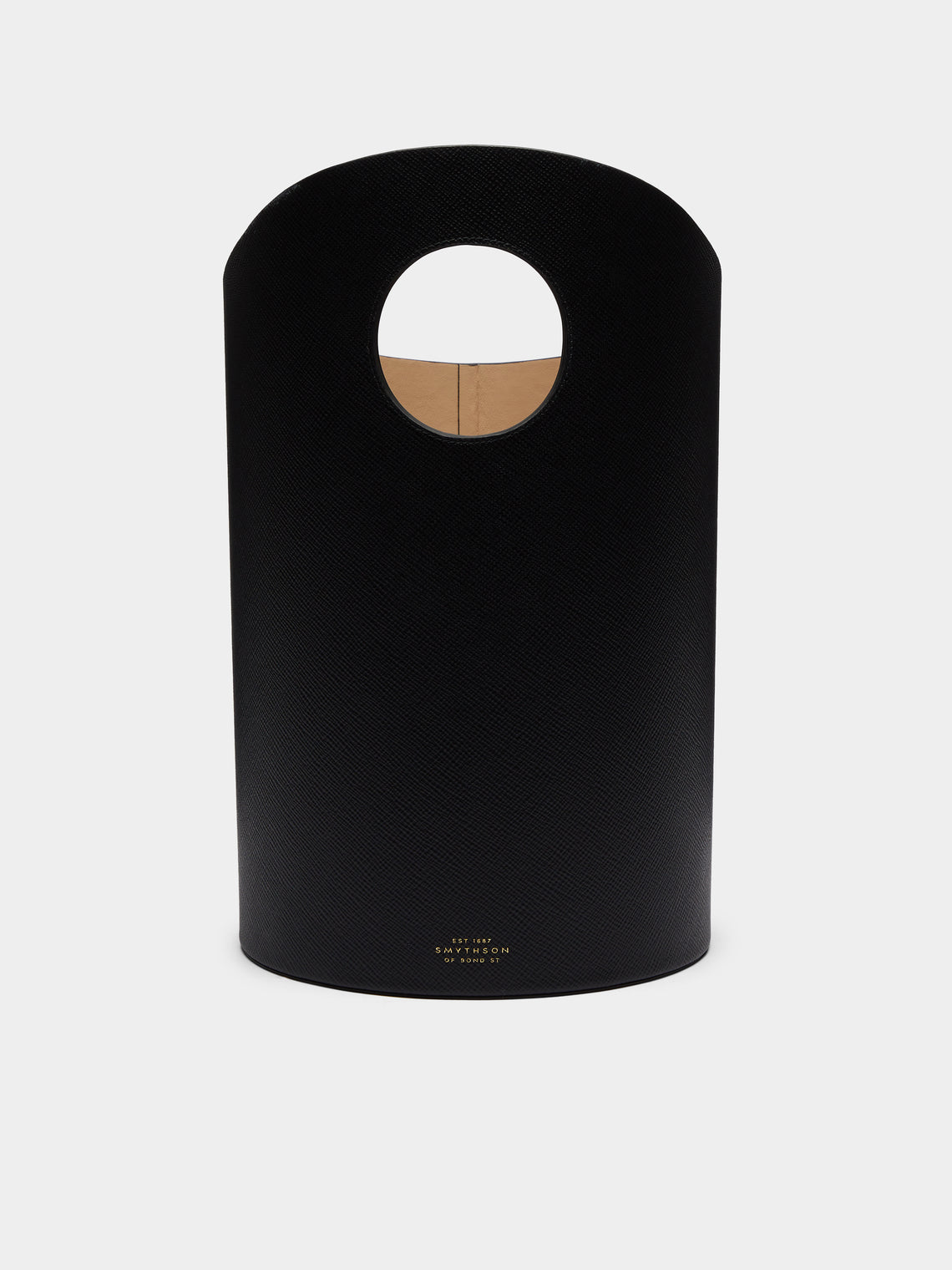 Smythson - Panama Leather Wastepaper Bin - Black - ABASK