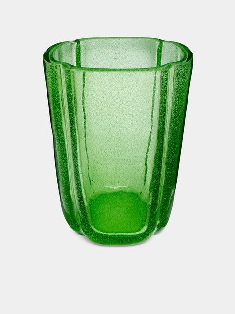 Antique and Vintage - 1940s Bollicine Murano Glass Vase - Green - ABASK - 