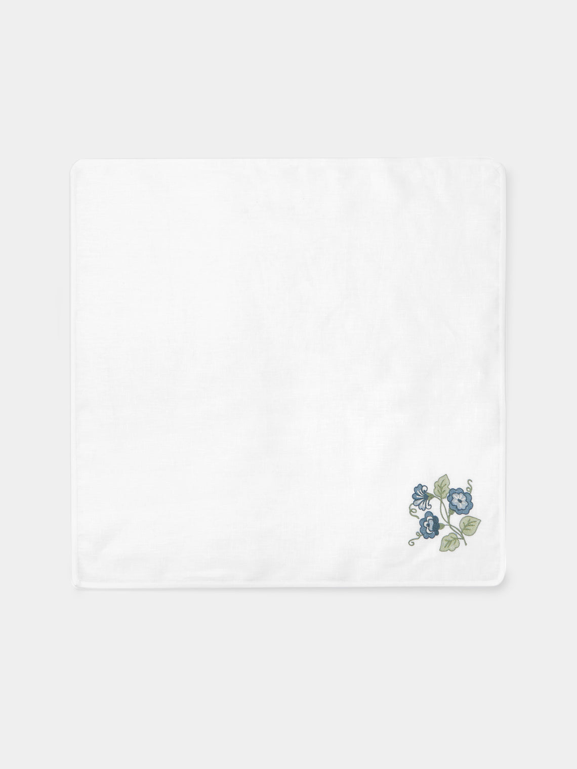 Loretta Caponi - Morning Glory Hand-Embroidered Linen Placemats and Napkins (Set of 2) - White - ABASK