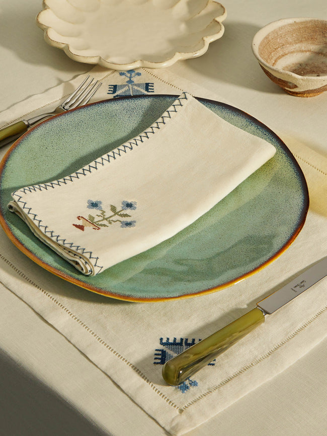 Anut Cairo - Bouquet Hand-Embroidered Linen Napkins (Set of 4) -  - ABASK