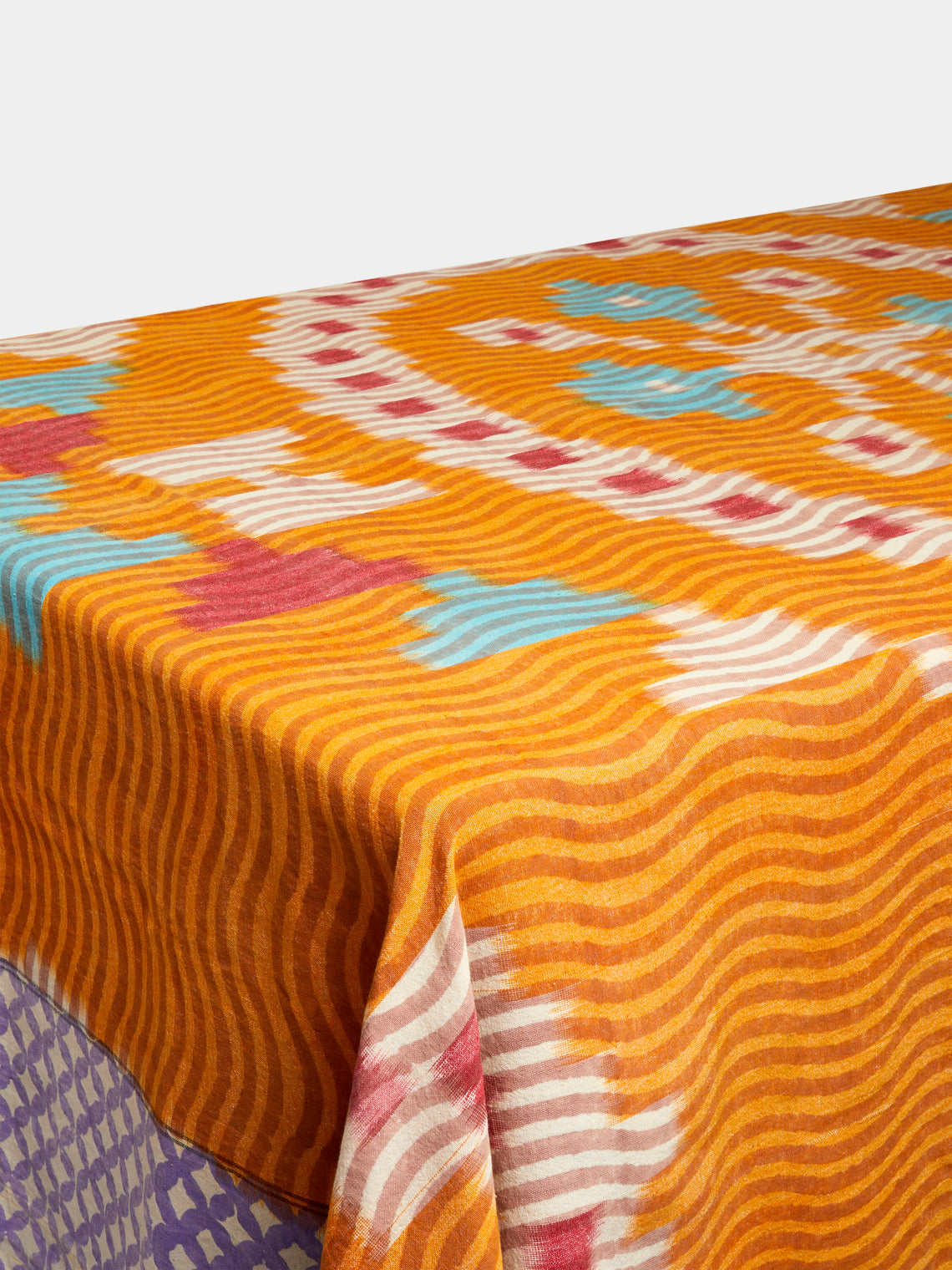 Gregory Parkinson - Sunset Wave Block-Printed Cotton Rectangular Tablecloth -  - ABASK