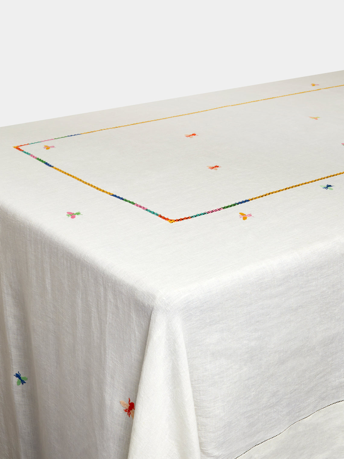 Malaika - Bees Hand-Embroidered Linen Tablecloth - Multiple - ABASK
