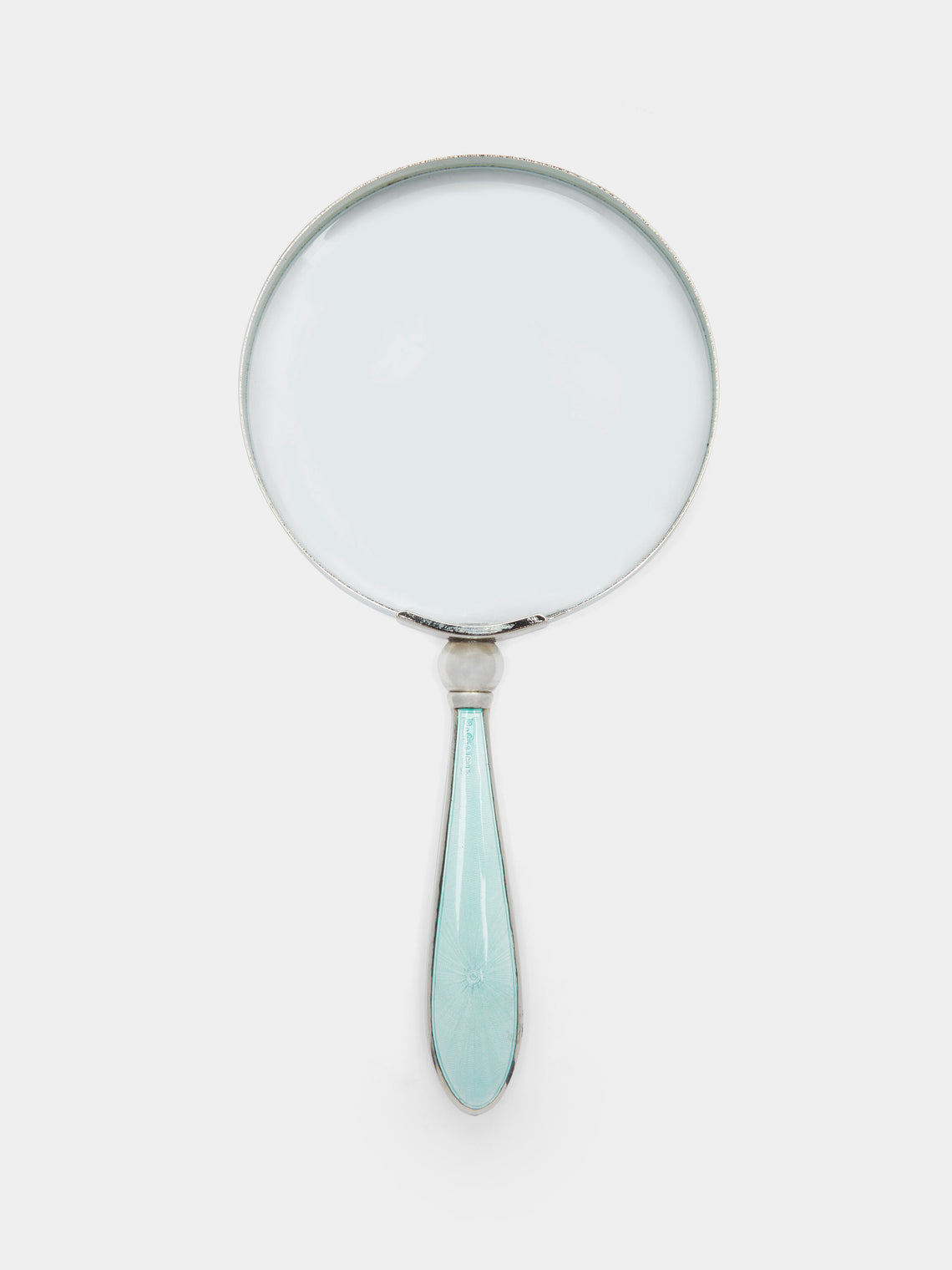 Antique and Vintage - 1920s Sterling Silver Enamel-Mounted Magnifying Glass - Blue - ABASK - 