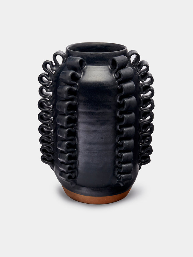 Perla Valtierra - Lola Hand-Glazed Ceramic Medium Vase - Black - ABASK - 